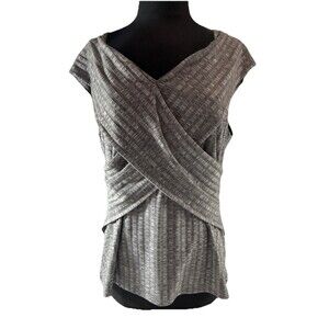 Venus Women’s Gray Criss Cross Cap sleeve Blouse Size XL